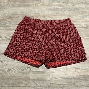 Preppy Jacquard Red Black High Rise Dress Shorts by Moonlight - Size Large